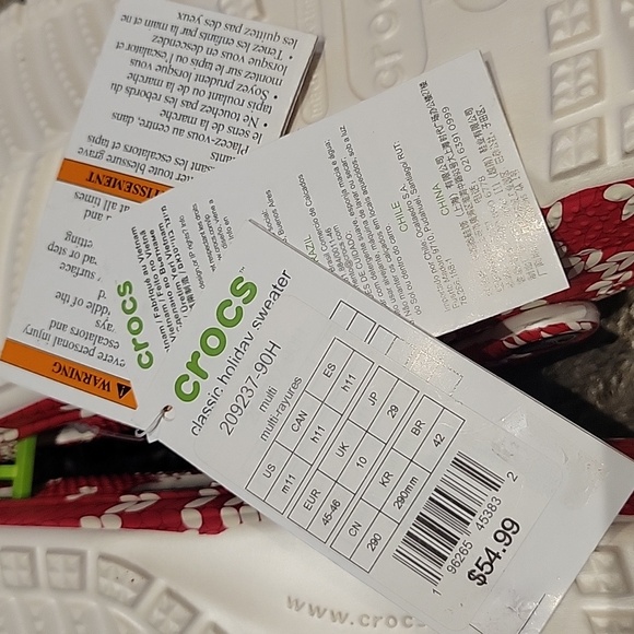 Crocs Ugly Sweater Holiday Classic Unisex Red White M 6 8 9 10 W 7 9 10 11 New - Picture 11 of 11